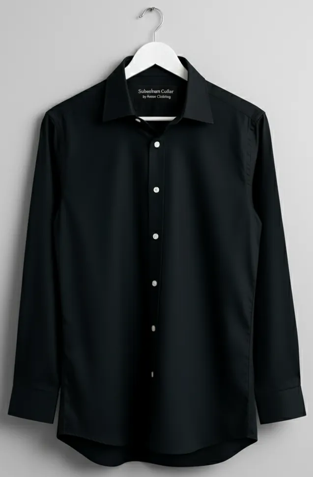 Black Cotton Shirt – Classic Solid Full Sleeve - Image 4
