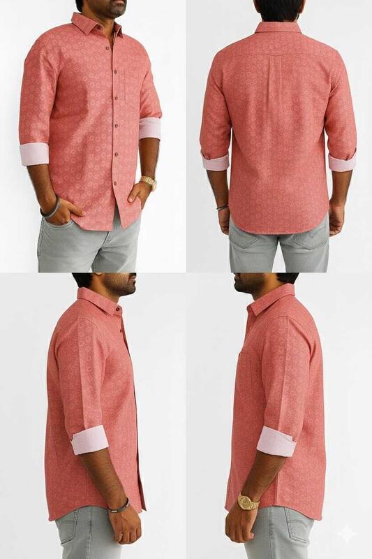 Red Terry Cotton Printed Shirt – Stylish Full Sleeve - Image 2