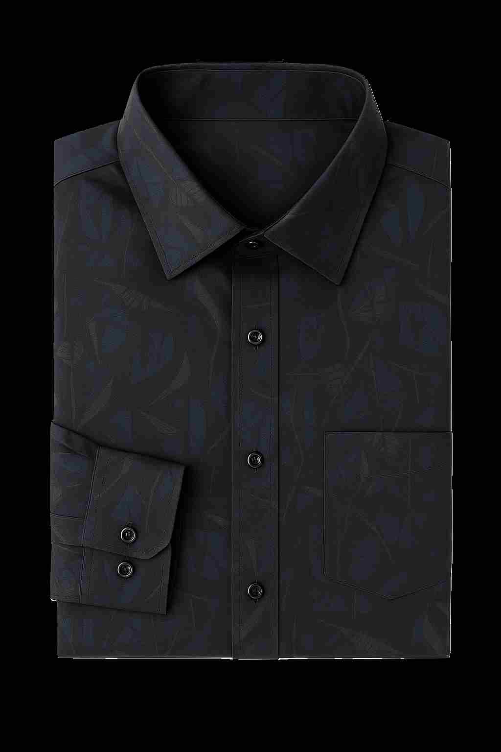 Navy Blue Printed Terry Cotton Shirt - Image 2