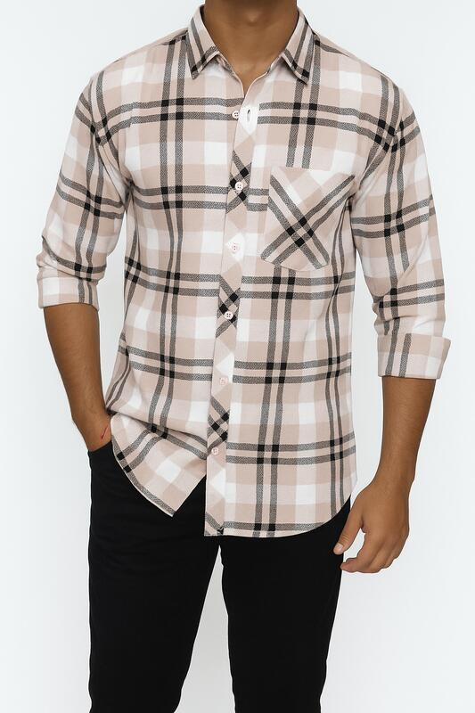 Desert Sand & Black Check Cotton Shirt