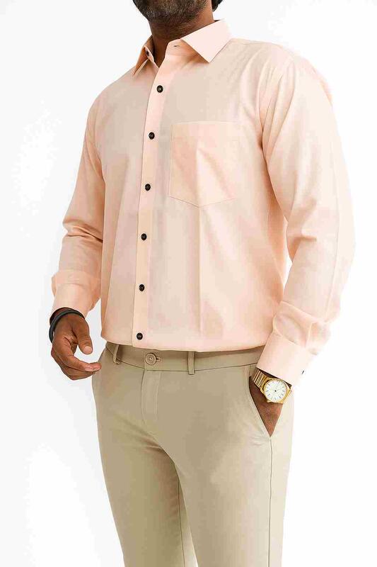 Peach Terry Cotton Solid Shirt
