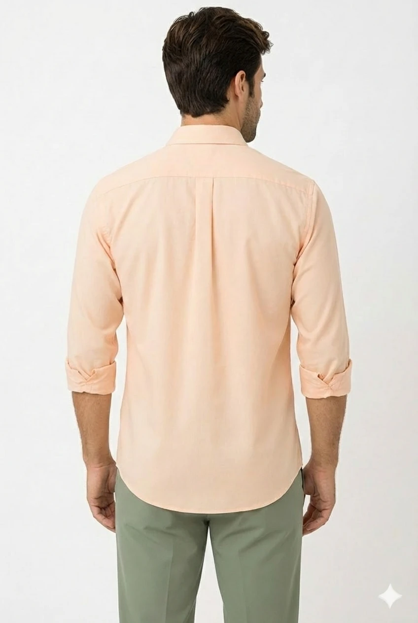 Peach Terry Cotton Solid Shirt - Image 2