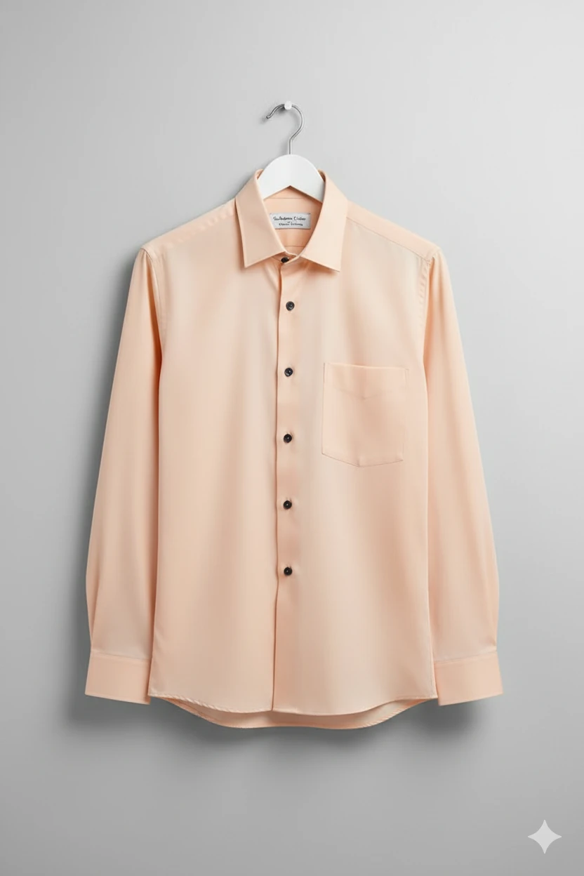 Peach Terry Cotton Solid Shirt - Image 3