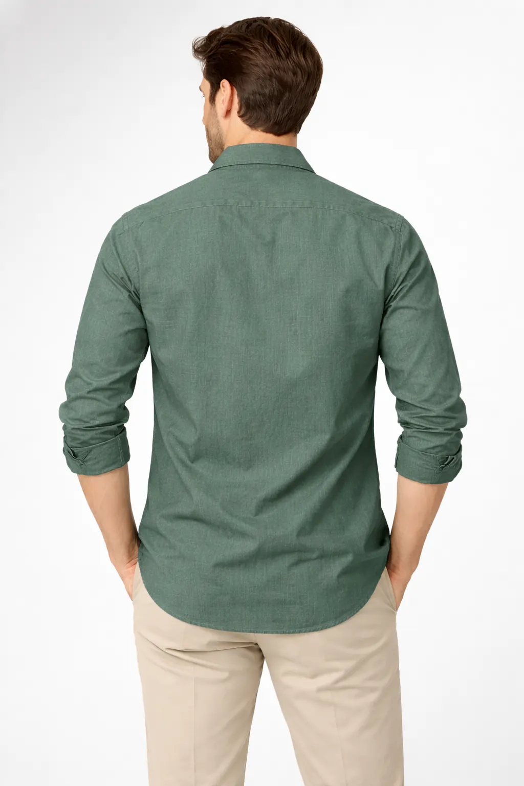 Men’s Premium Cotton Blend Textured Shirt – Forest Green
