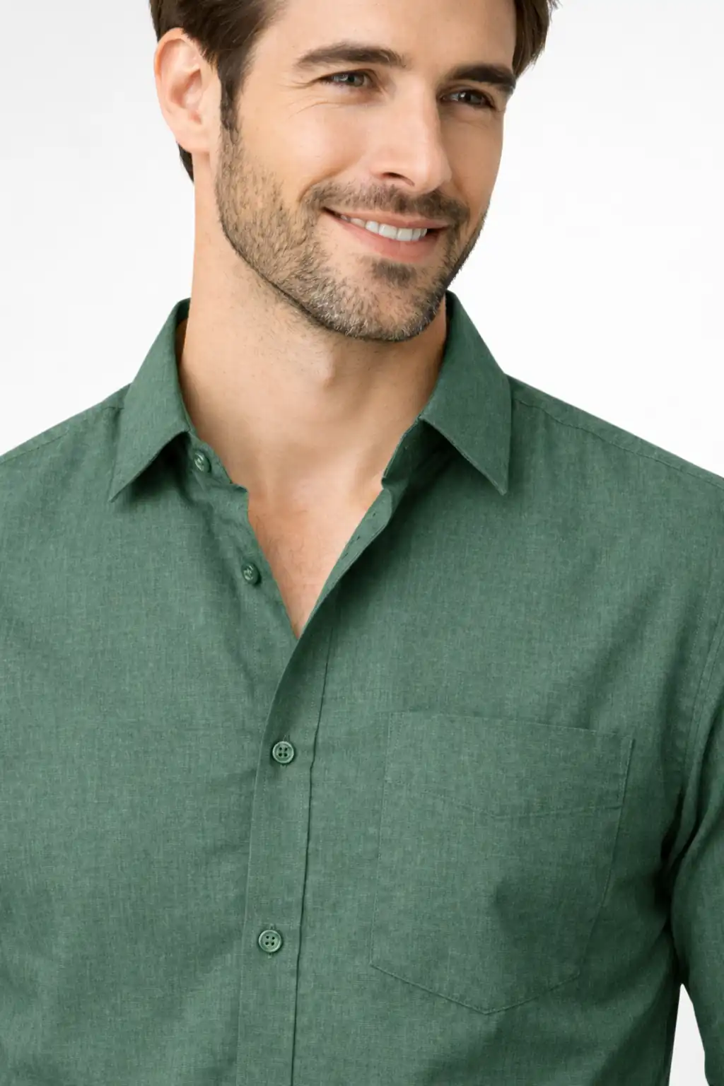 Men’s Premium Cotton Blend Textured Shirt – Forest Green - Image 3