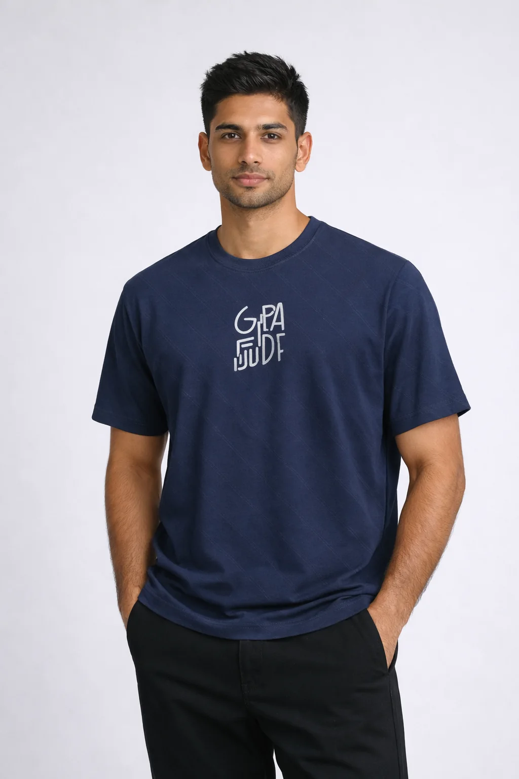 Men’s Popcorn Textured Crew Neck T-Shirt - #26304a
