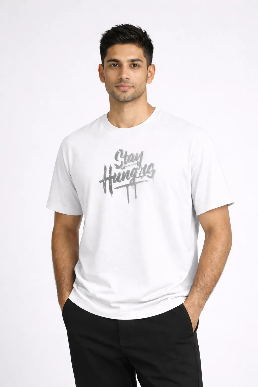 Men’s Popcorn Textured Crew Neck T-Shirt - #ffffff