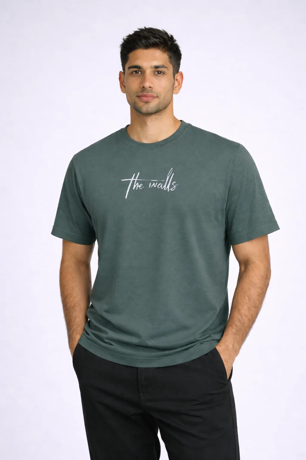 Men’s Popcorn Textured Crew Neck T-Shirt - #4f6461