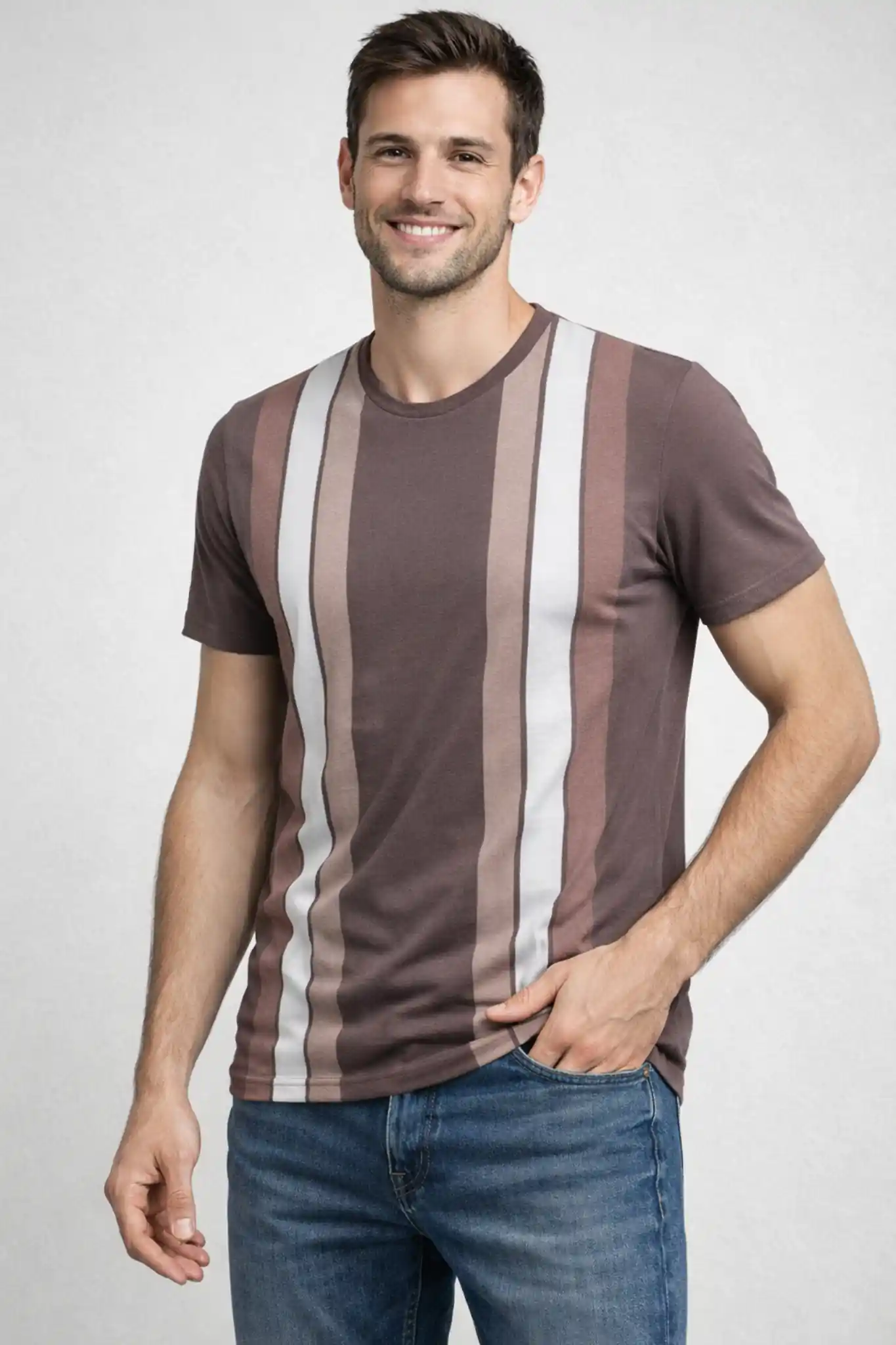 Men’s Vertical Stripe Premium Cotton T-Shirt