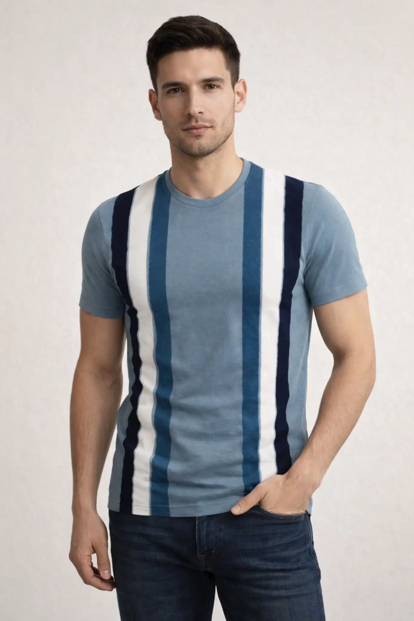 Men’s Vertical Stripe Premium Cotton T-Shirt