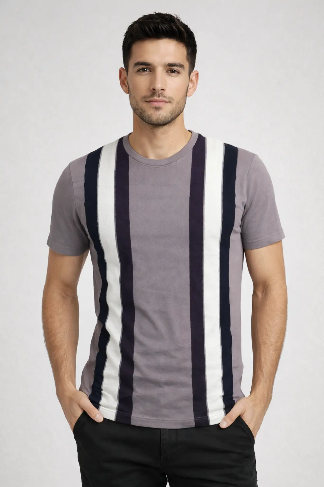 Men’s Vertical Stripe Premium Cotton T-Shirt