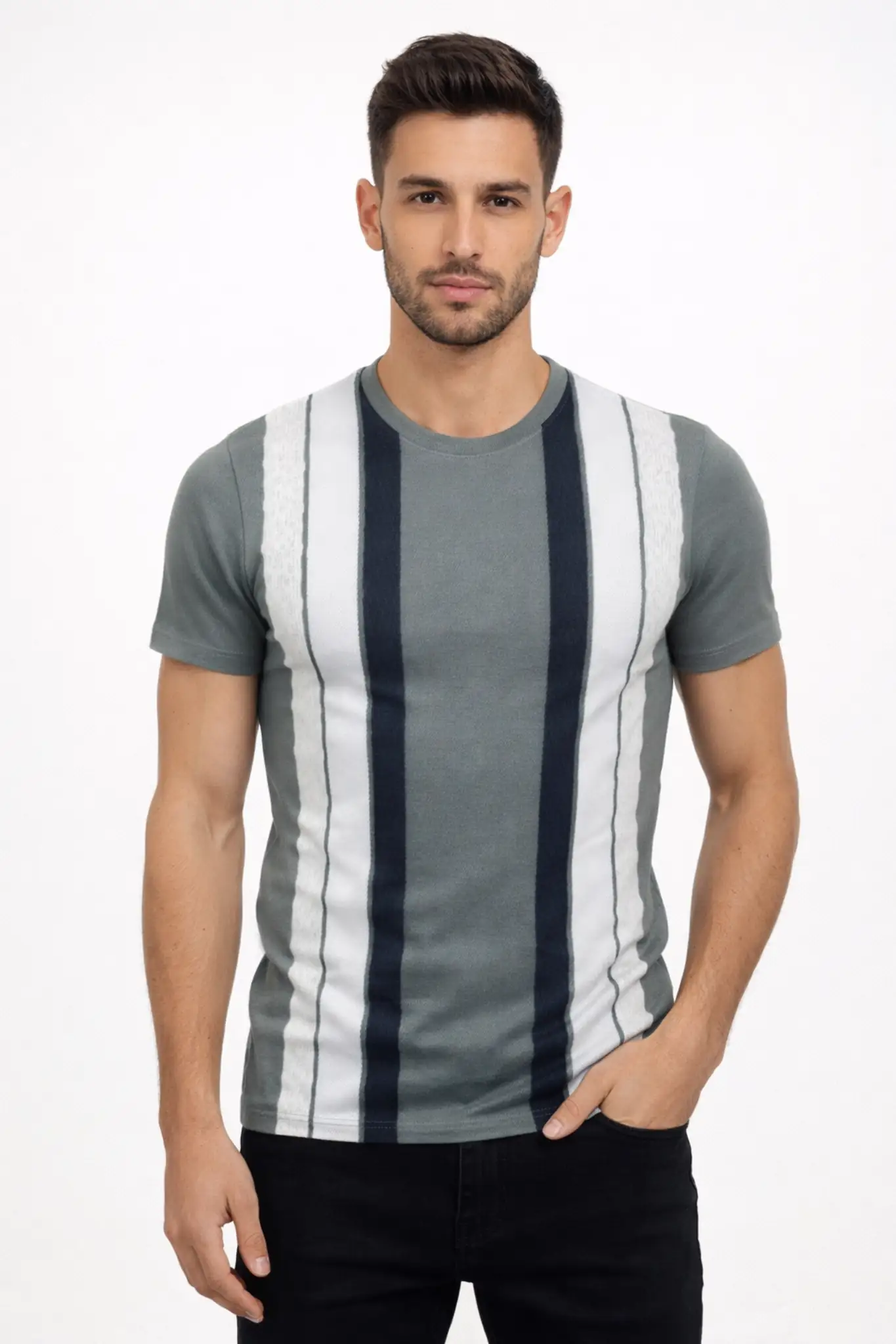 Men’s Vertical Stripe Premium Cotton T-Shirt