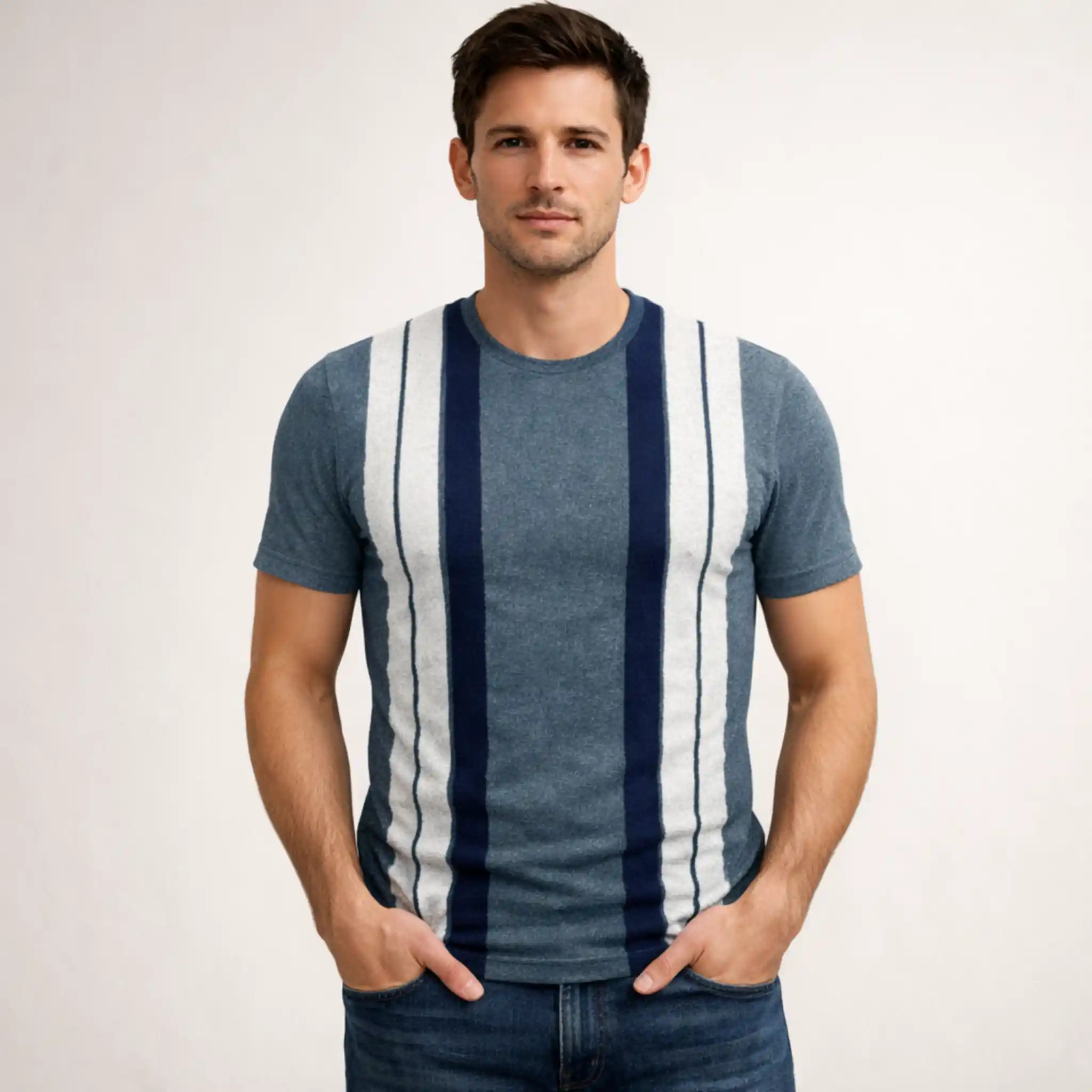 Men’s Vertical Stripe Premium Cotton T-Shirt
