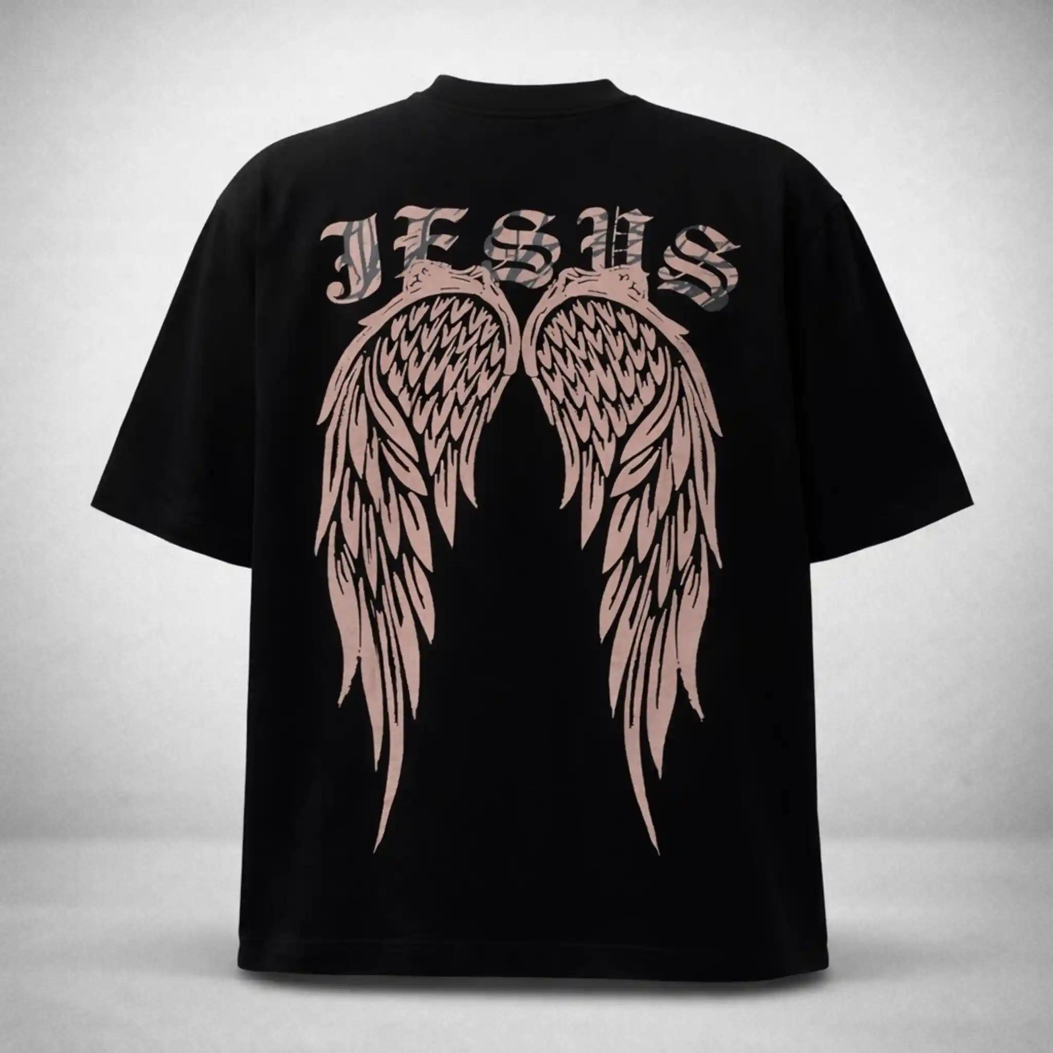 Men’s Black Angel Devil Printed Cotton T-Shirt - Image 4