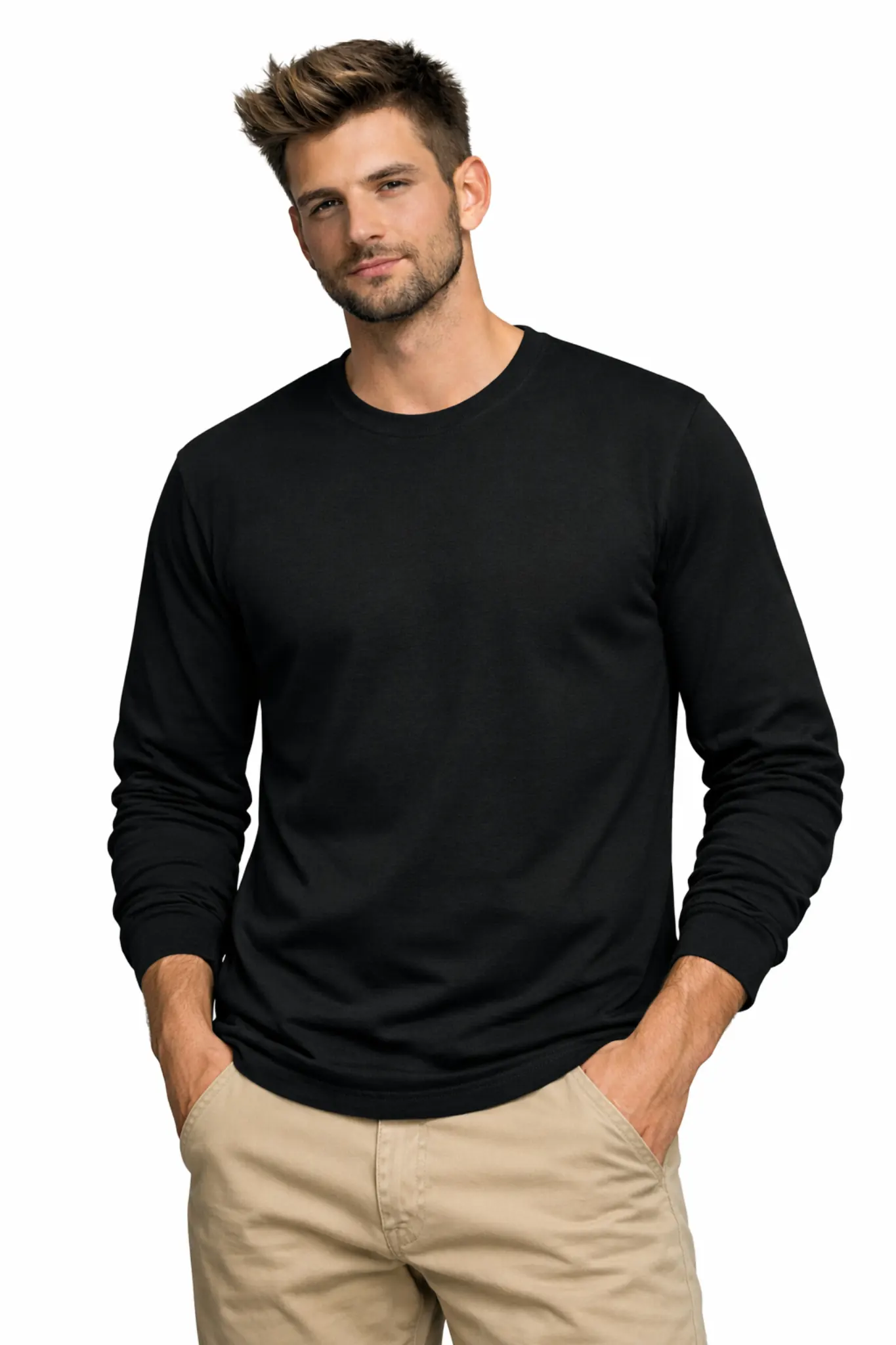 Solid Long Sleeve T-Shirt - #000000