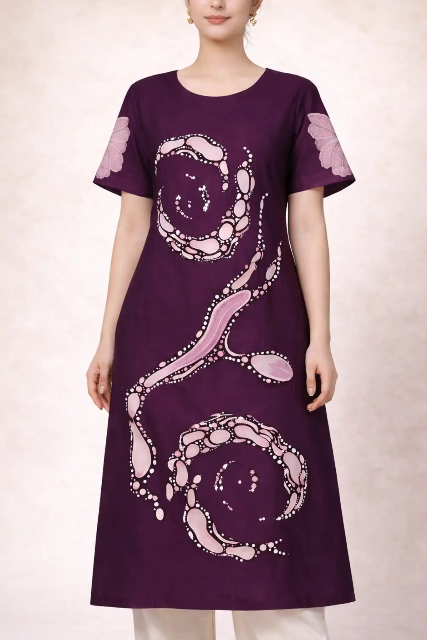 Deep Plum Printed Cotton Kurti