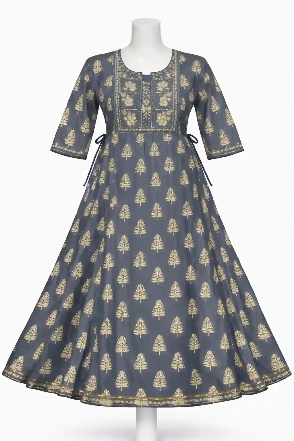 Elegant Printed Cotton Anarkali Kurti with Ethnic Motifs - Image 2