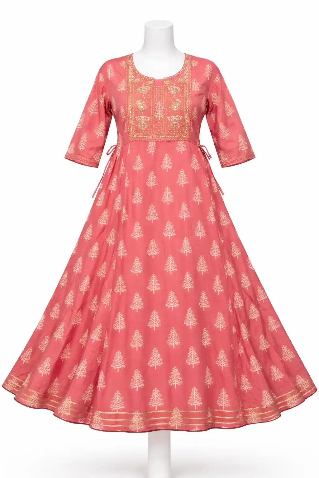 Elegant Printed Cotton Anarkali Kurti with Ethnic Motifs