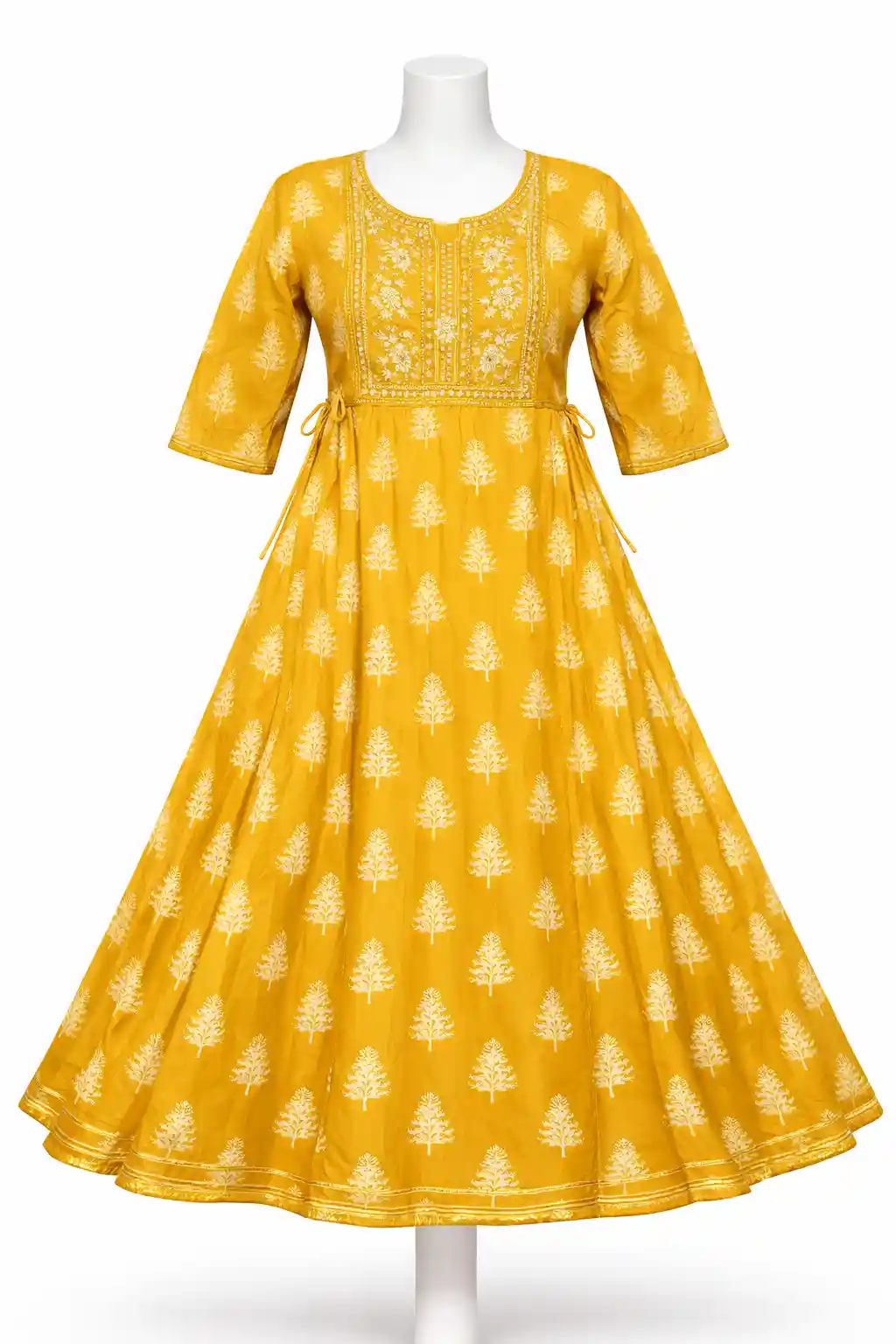 Elegant Printed Cotton Anarkali Kurti with Ethnic Motifs